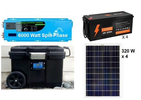 Off-Grid Solar Kit | 6000 Watt Split Phase 10.2kWh + 1280 Watts Solar
